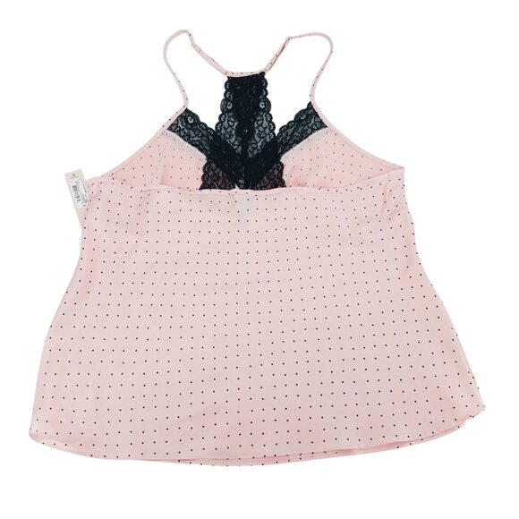 Ambrielle Pink Black Star Lace Trim Racerback Camisole Top Large NWT - Picture 2 of 10
